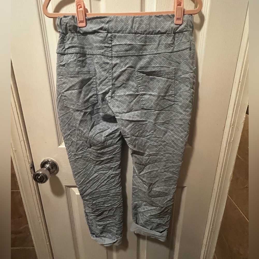 NWT Venti6 Gray/Blue Patterned Joggers Stretchy Made in Italy OS - Picture 5 of 9